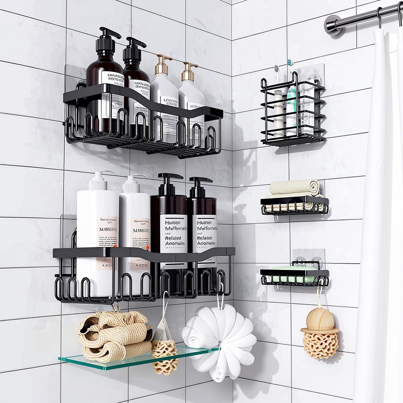 no-drill bathroom organizer - JIANDOS 5 Pack for dorms