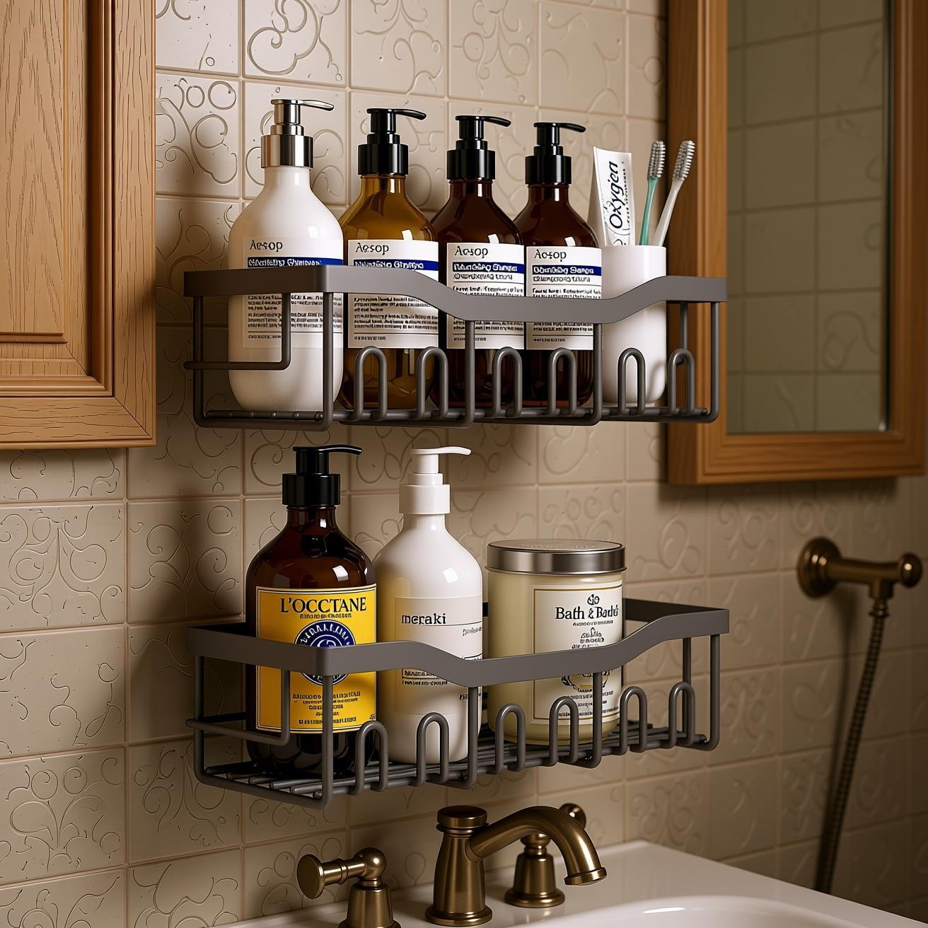 no-drill bathroom organizer - EUDELE 2 Pack for first-time renters