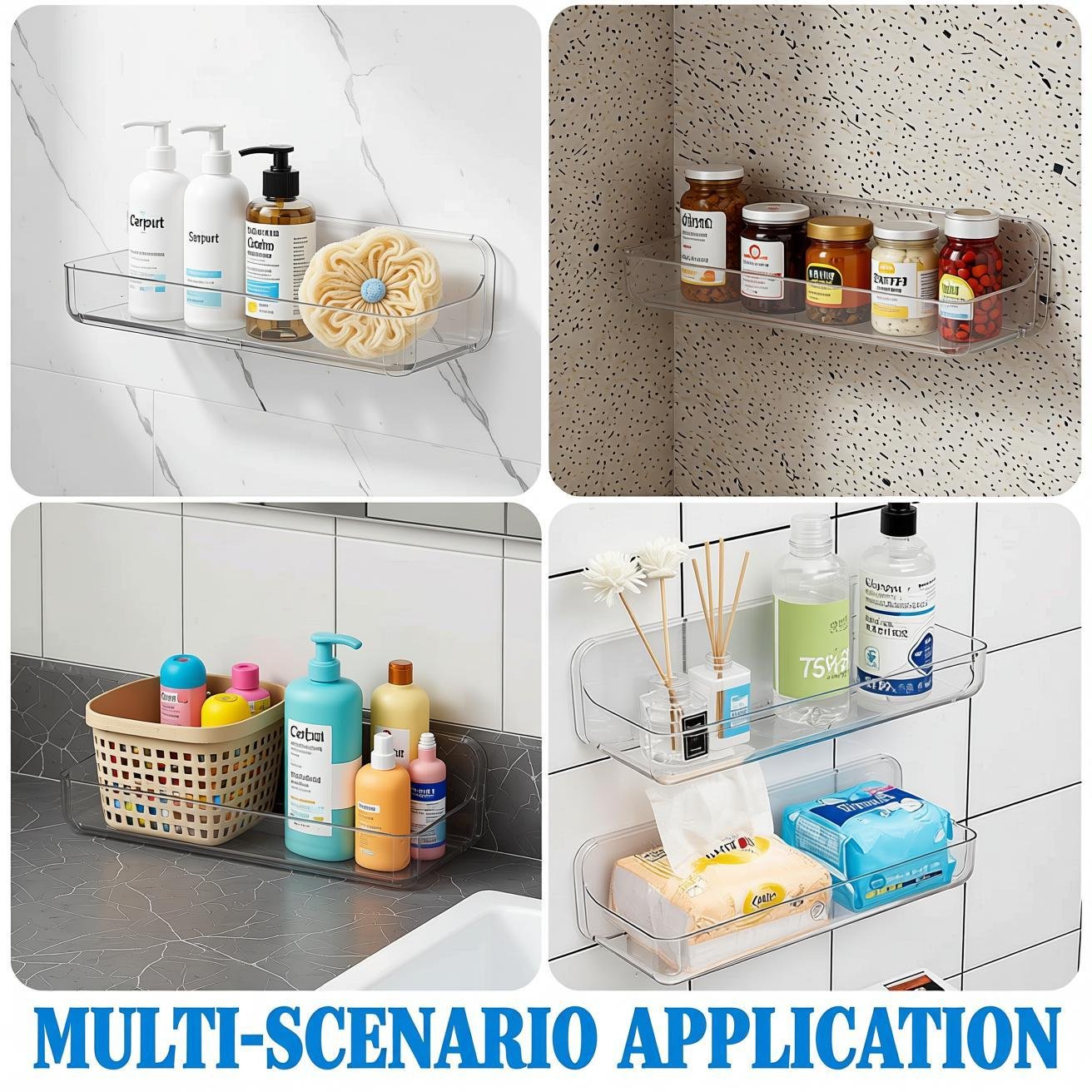 no-drill Cerpourt 2PK Bath Toy Storage Holder bathroom organizer for kid-friendly rentals