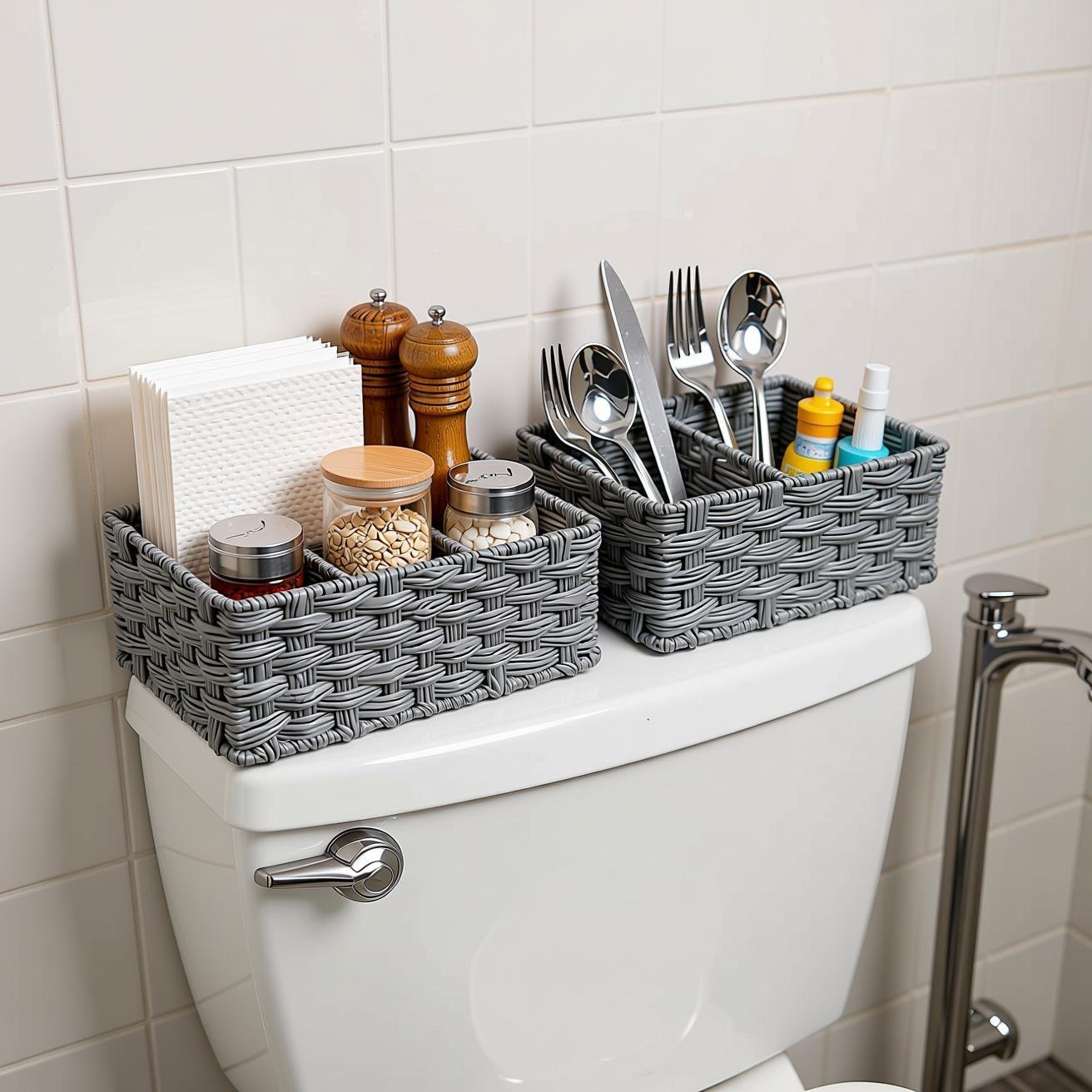 SAYS Toilet Tray Tank Topper, Wicker Baskets for Storage,...