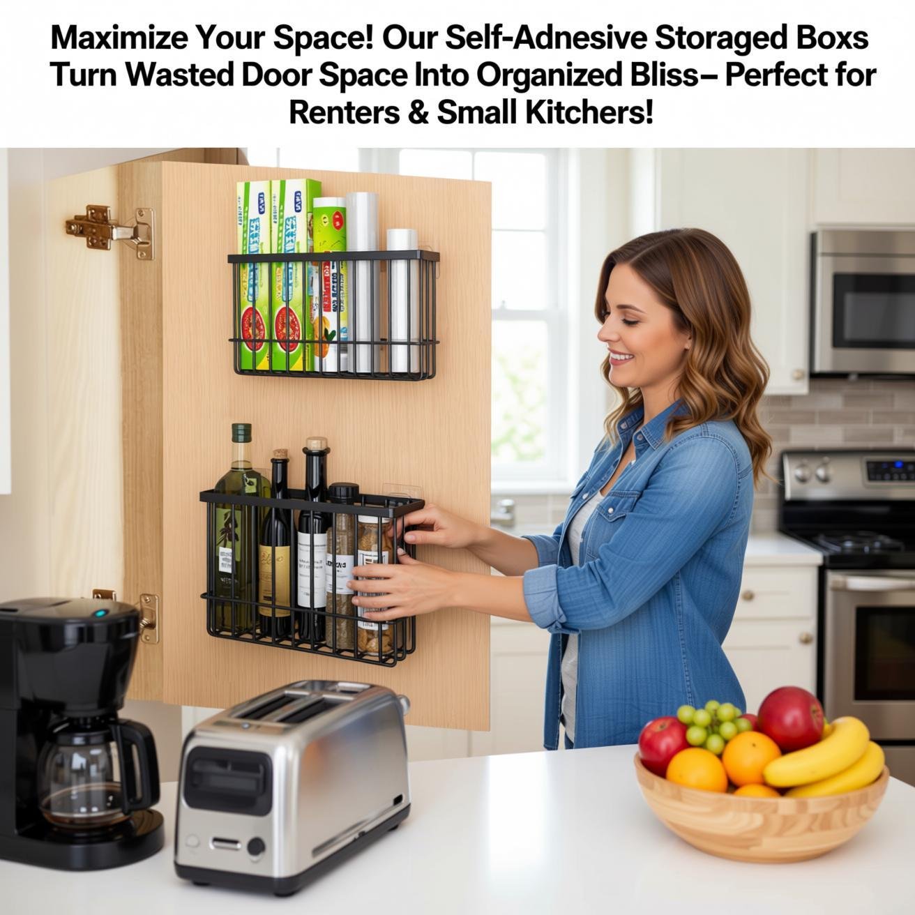 no-drill kitchen gap organizer EigPluy 2 Piece Cabinet Door Storage – renter-friendly spice holder