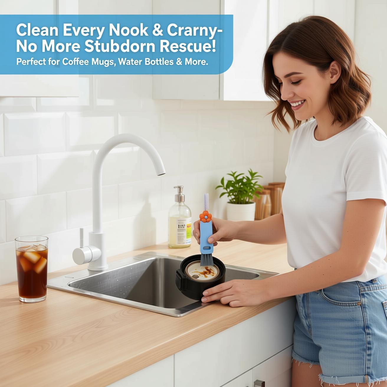 3 in 1 Cup Lid Gap Cleaning Brush Set, Multifunctional...