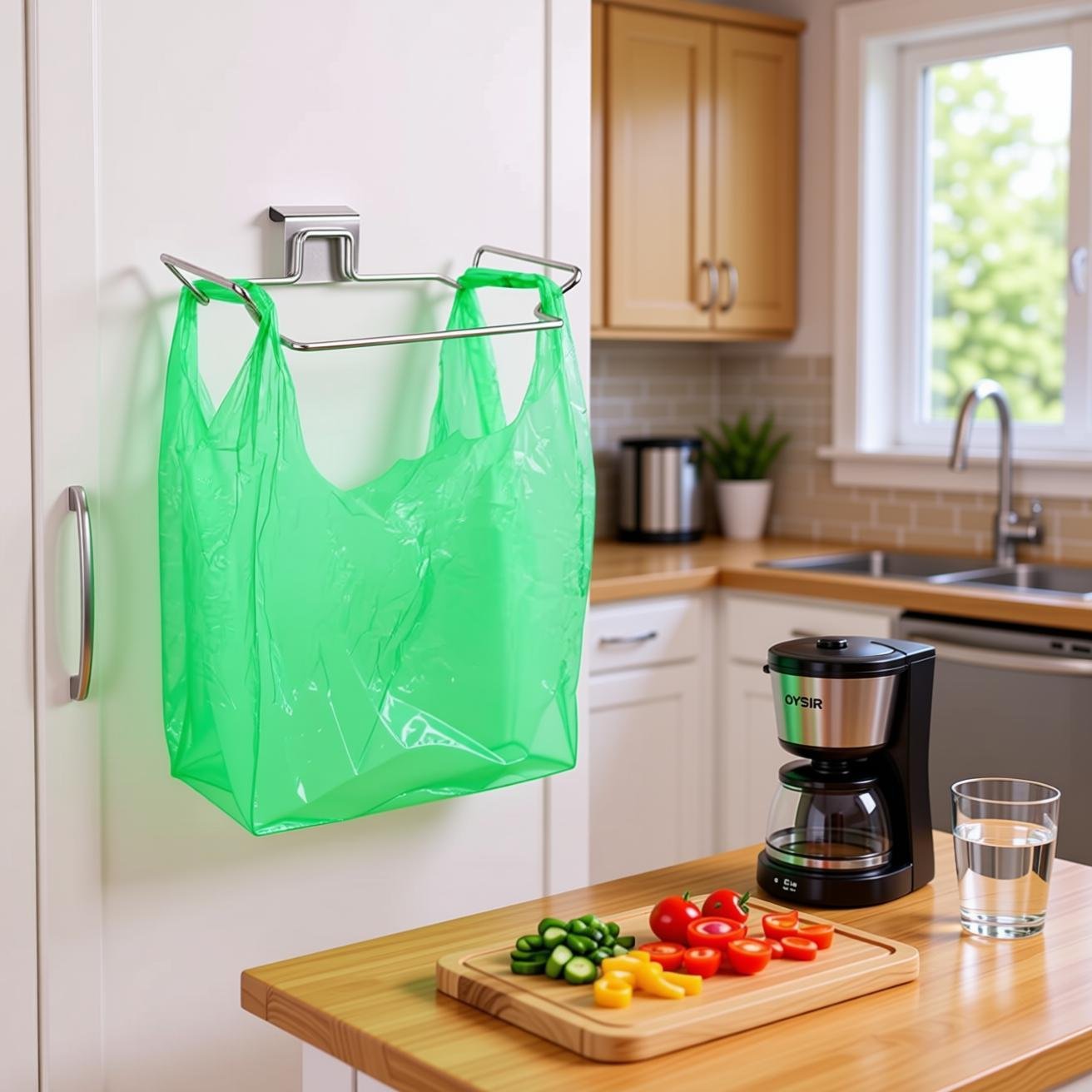 Large Stainless Steel Trash Bag Holder for Kitchen Cabinets...