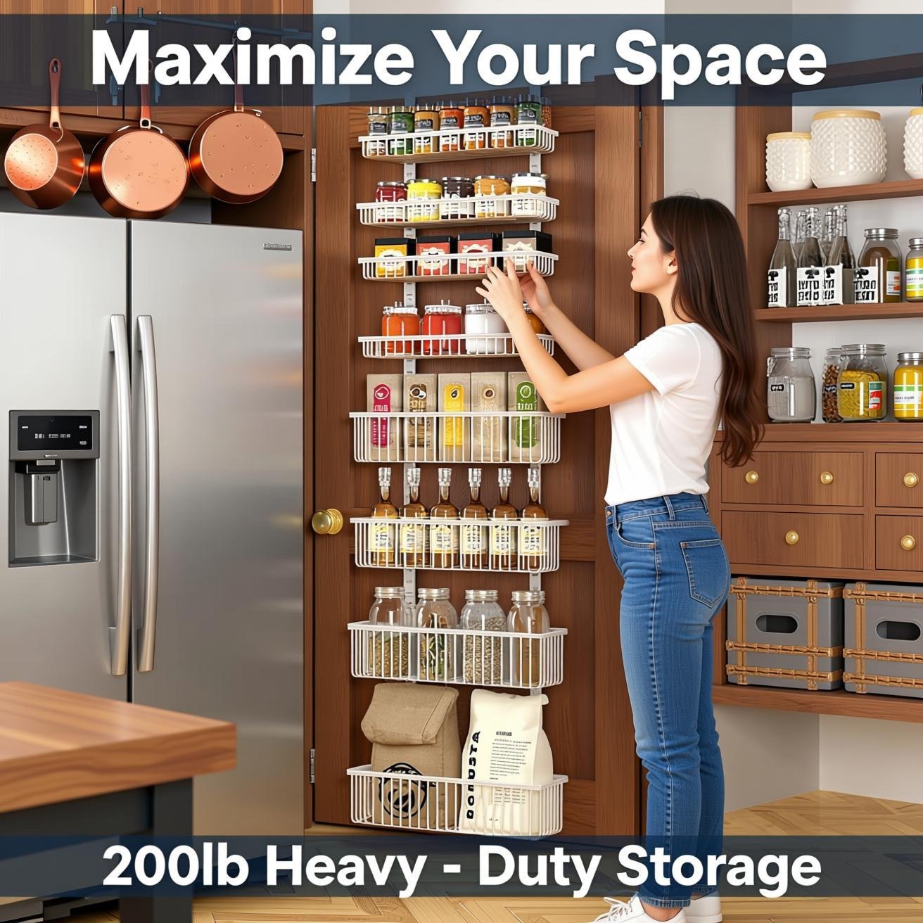 White Over The Door Pantry Organizer, Pantry Organization...