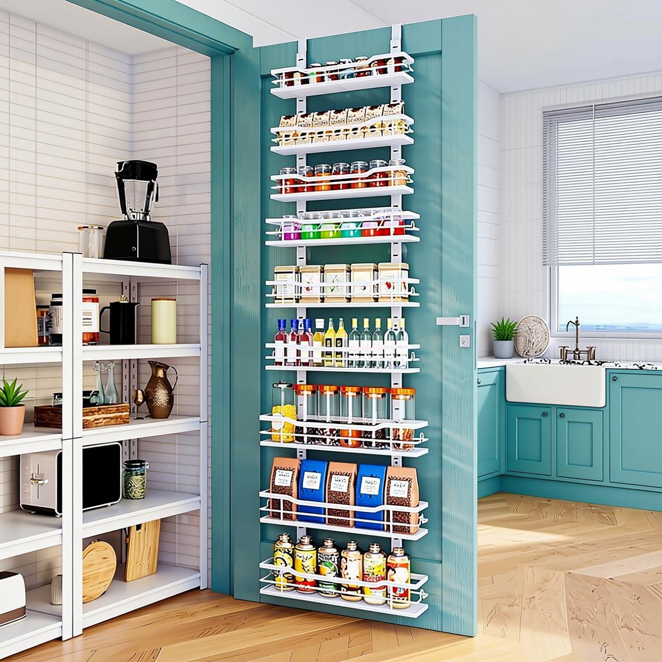 Over The Door Pantry Organizer，9-Tier Over The Door...