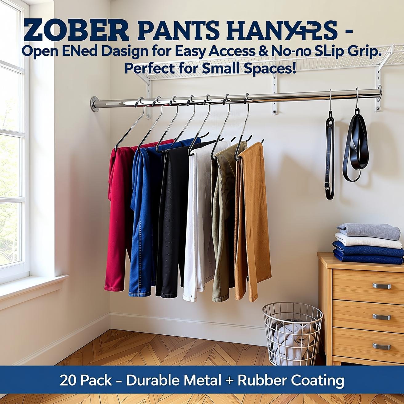 no-drill wardrobe organizer Zober Pants Hangers