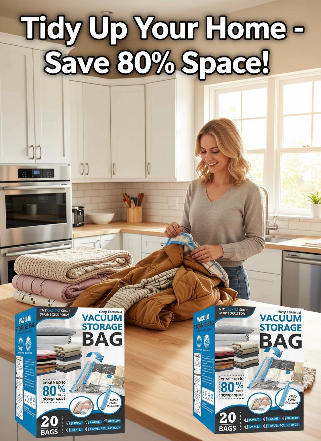 no-drill clothes storage Cozy Essential Vacuum Bags