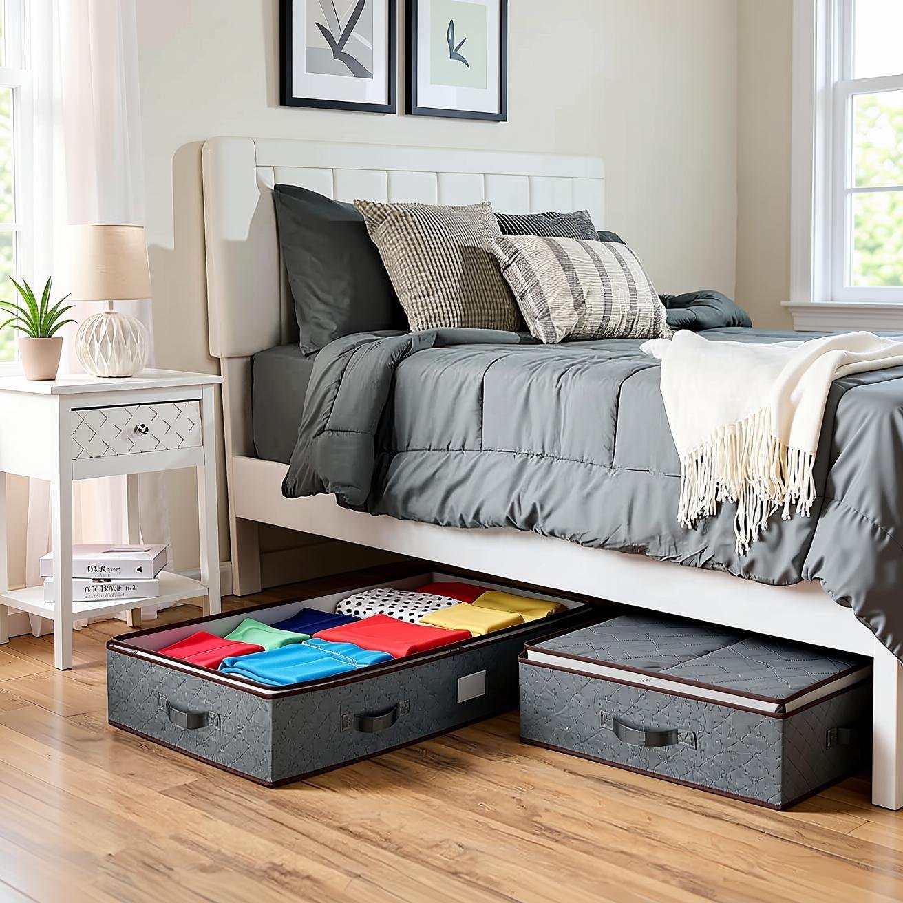 no-drill under bed storage under sofa storage Under Bed Storage Bins - Pack Of 4