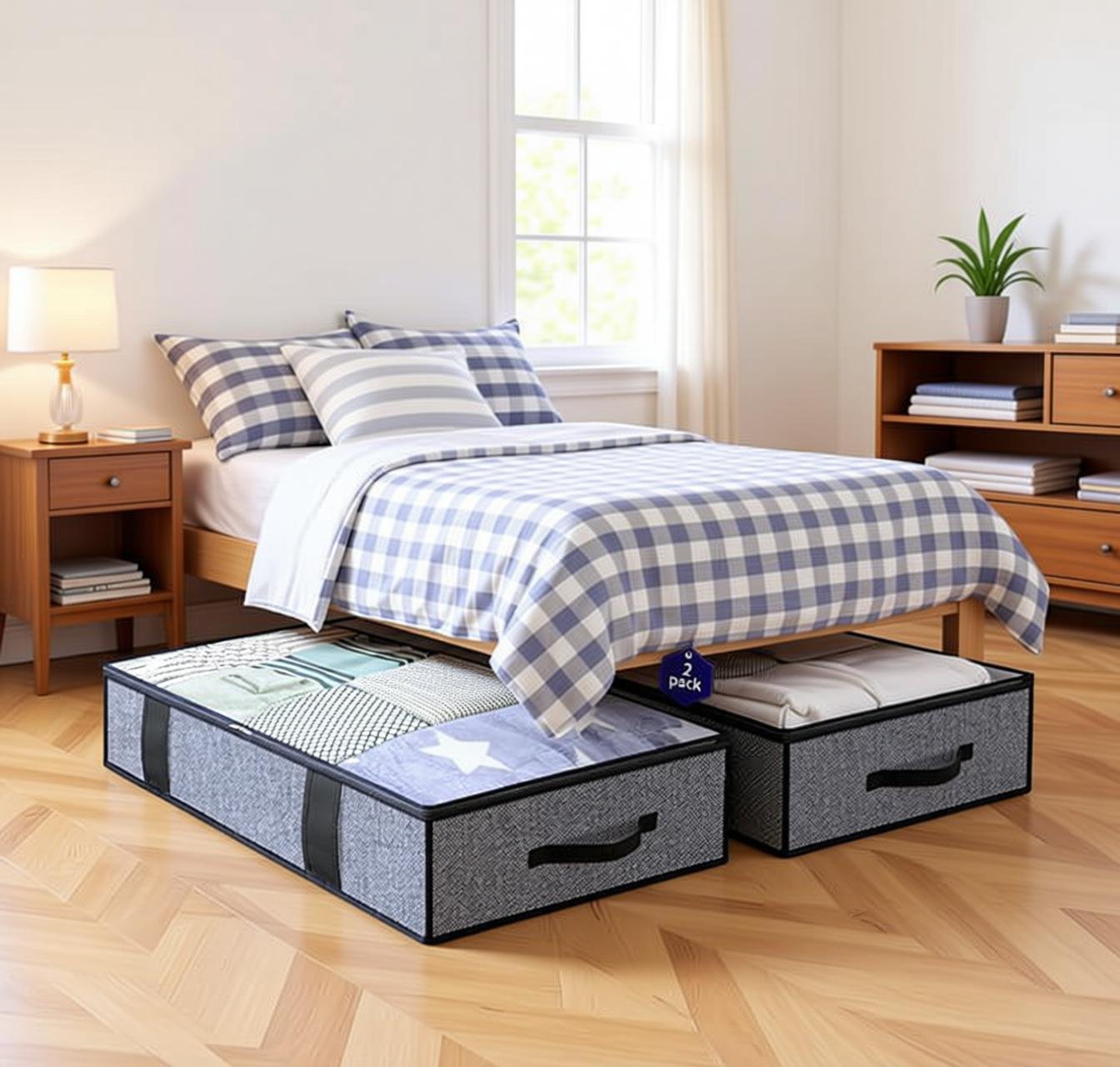 Foldable Underbed Bags 2 Pack - Blankets Clothes Comforters...