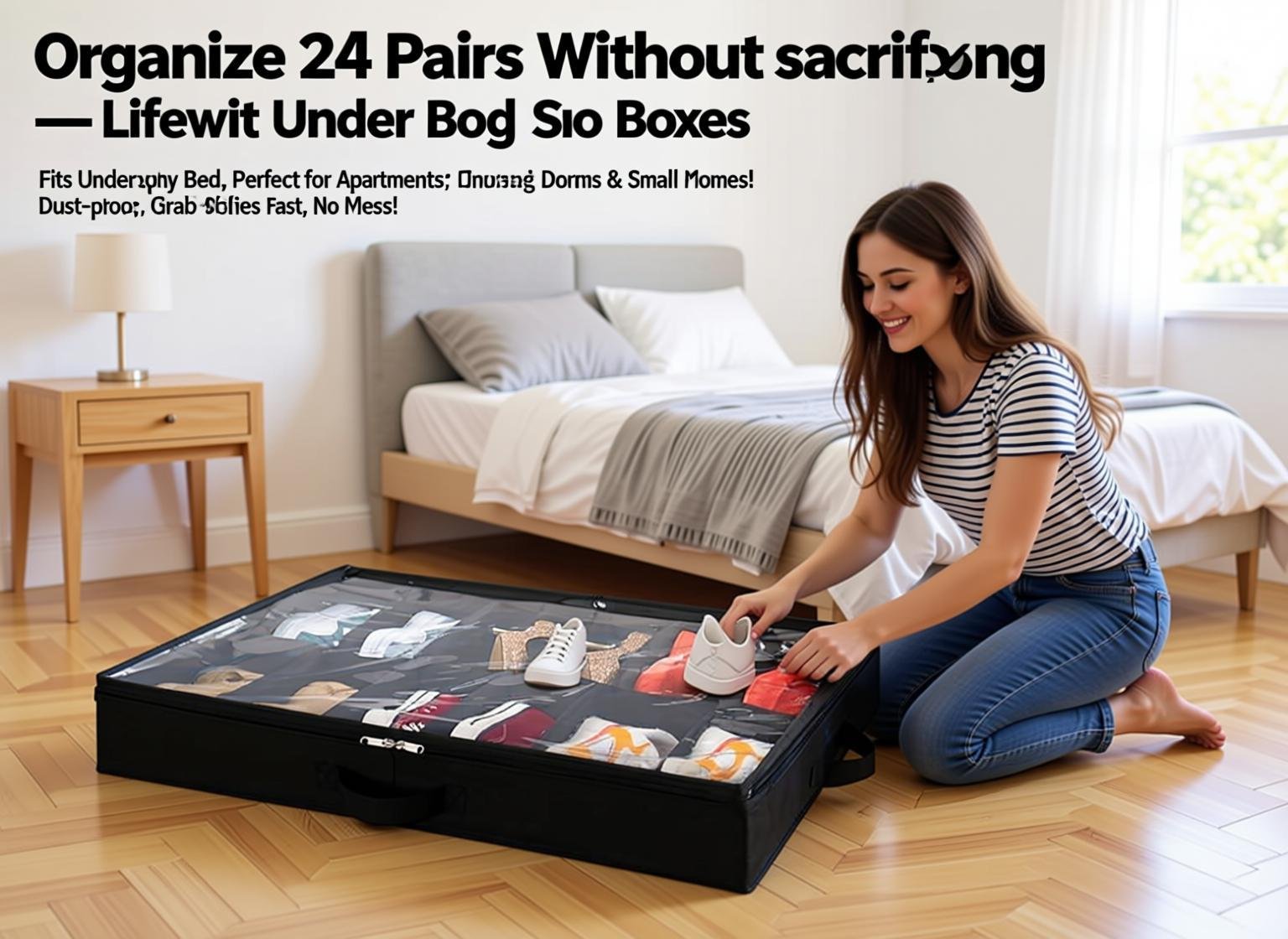 no-drill under bed storage under sofa storage Lifewit Under Bed Shoe Storage Organizer for sneakers