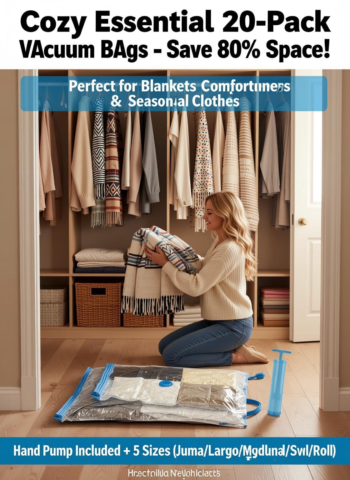 Essential 20 Pack Vacuum Storage Bags, Space Saver Bags (4...