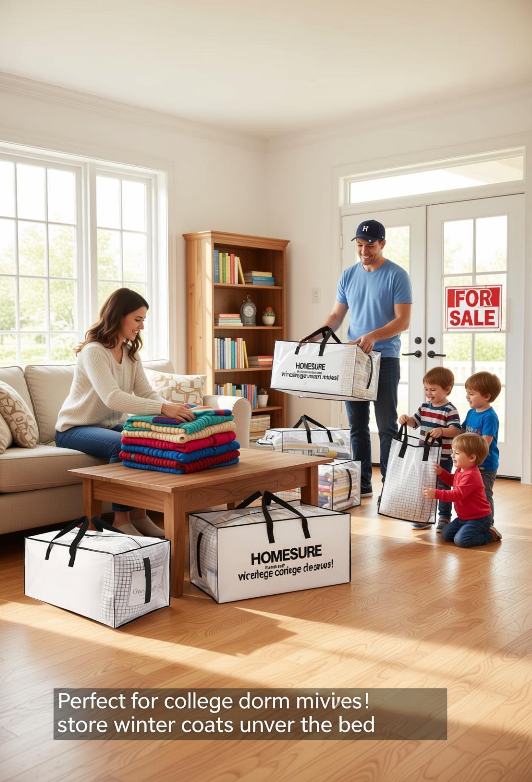 8 Pack Large Strong Moving Bags with Zippers & Carrying...