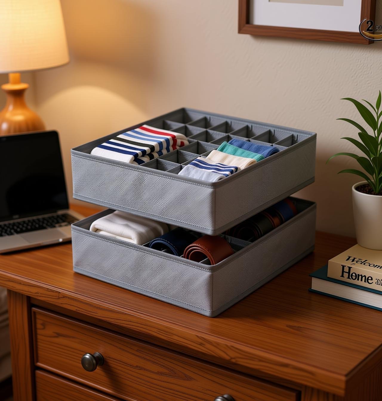 Sock Drawer Organizer Divider 2 Packs Underwear Organizer,...