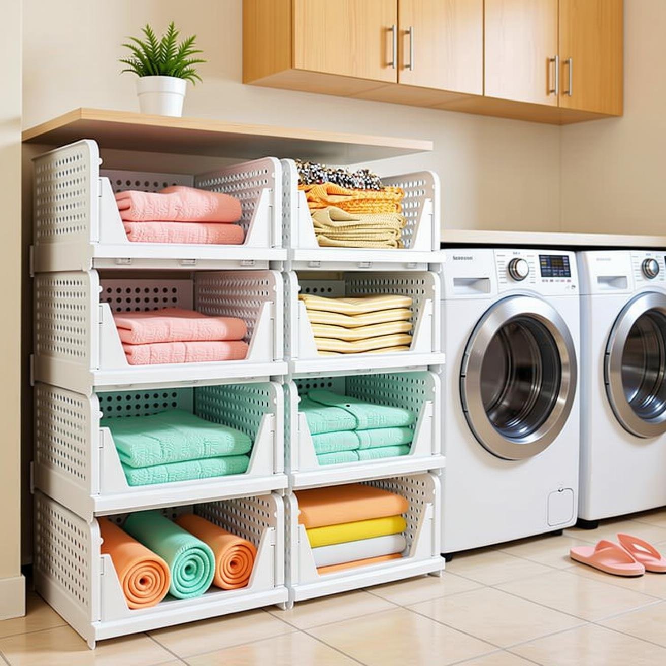 5 Pack Stackable Closet Storage Basket, Multifunctional &...