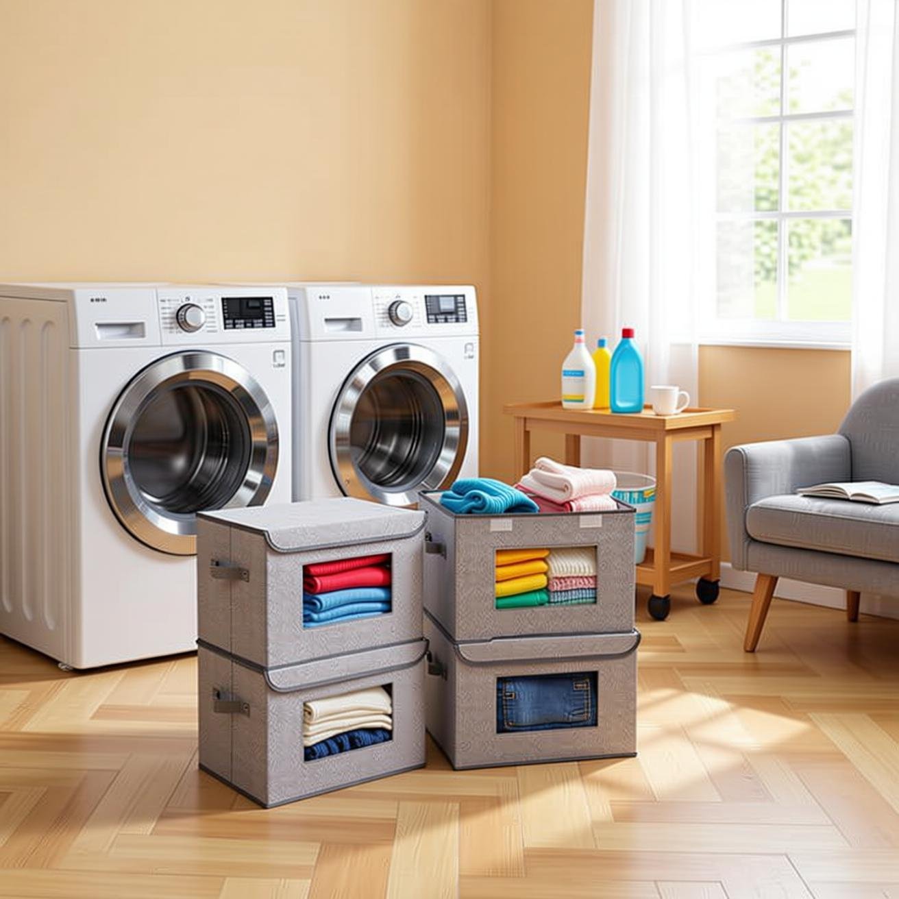 Fabric Foldable Storage Boxes [4-Pack] Large Collapsible...