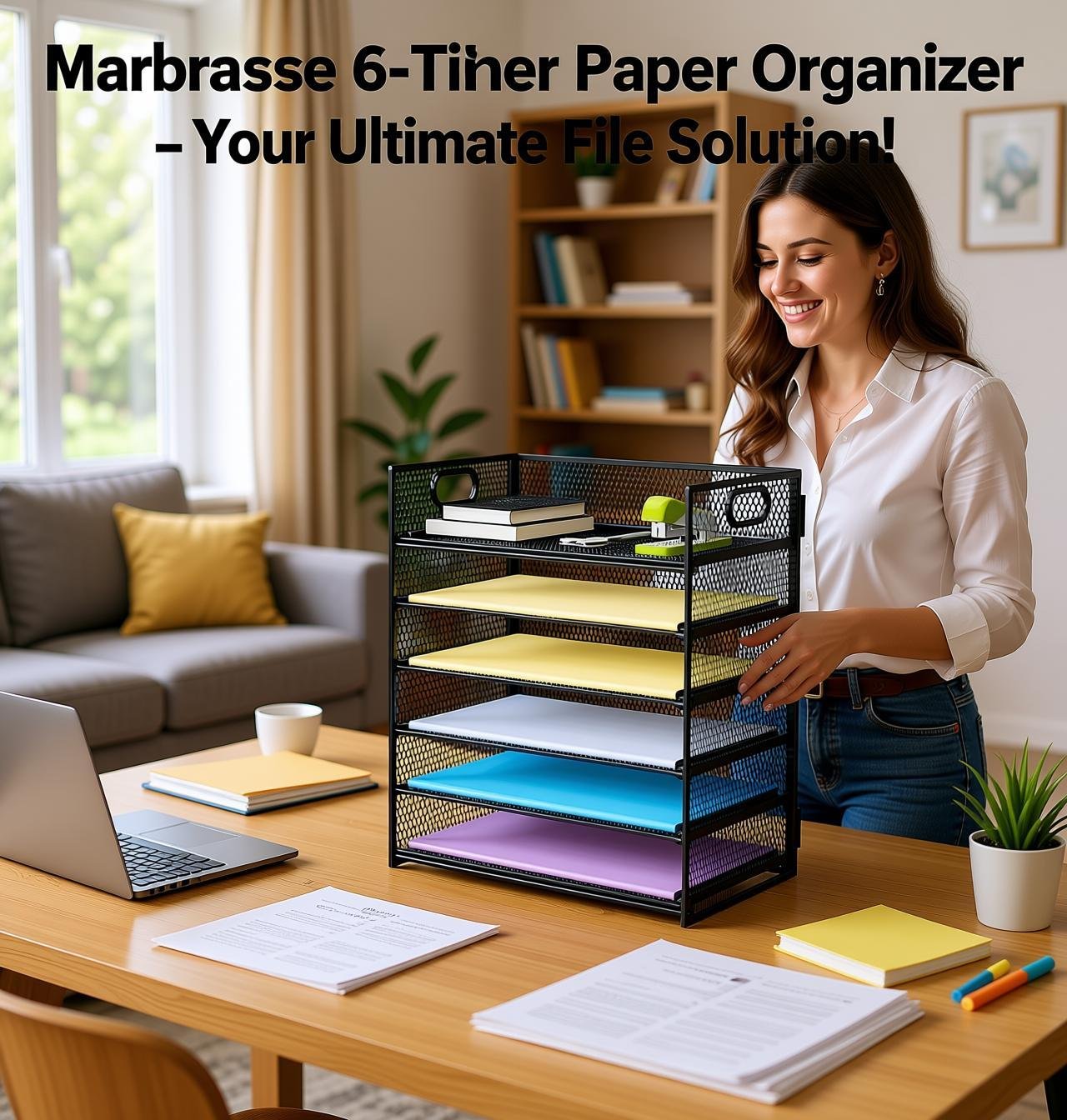 no-drill desktop organizer Marbrasse 6 Tier Paper Organizer Letter Tray