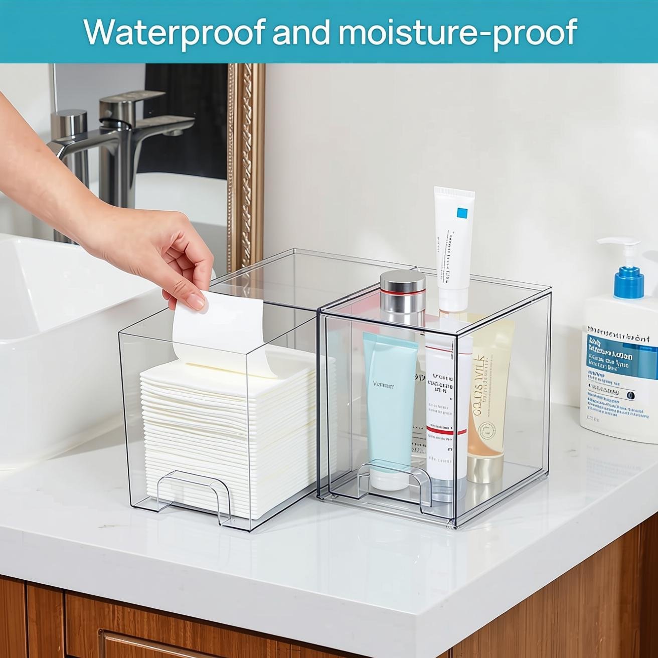 no-drill desktop organizer Vtopmart 7.6 Clear Stackable Storage Drawers